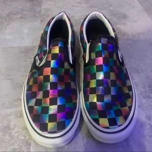 VANS Holographic Multicolored Checkerboard Slip On Sneakers Size Women’s 7